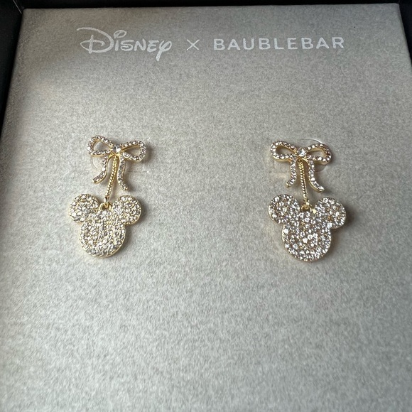 SOLD-Disney X Baublebar Earrings Mickey Mouse Rhinestone Dangle - Picture 2 of 4